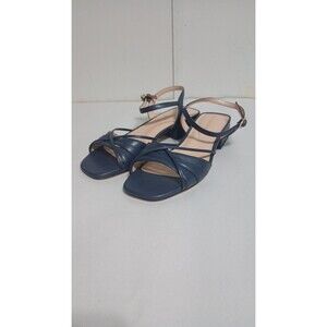 Talbot's Viv Strappy Nappa Block Heel Sandal Sz 6M Indigo Blue Preppy Wedding